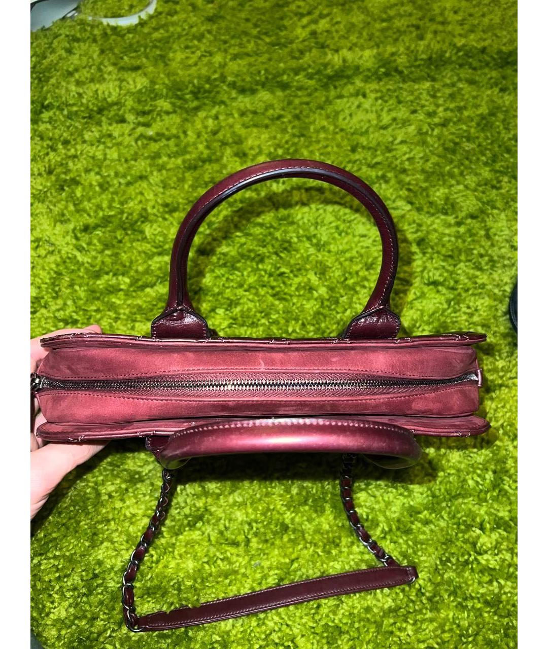 CHANEL PRE-OWNED Бордовая кожаная сумка с короткими ручками, фото 8