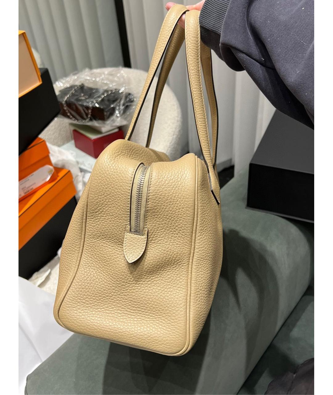 HERMES Бежевая кожаная сумка через плечо, фото 3