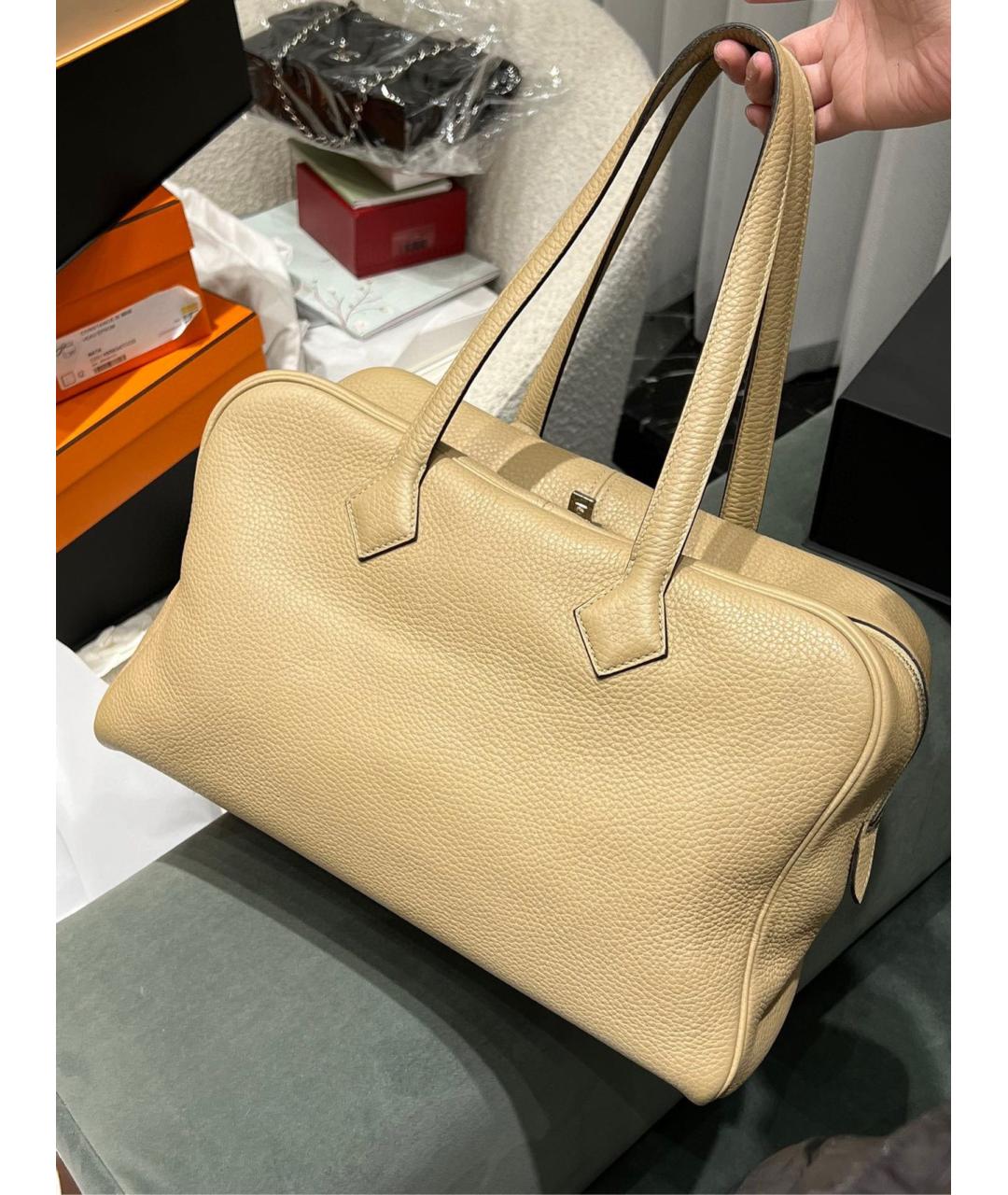 HERMES Бежевая кожаная сумка через плечо, фото 2