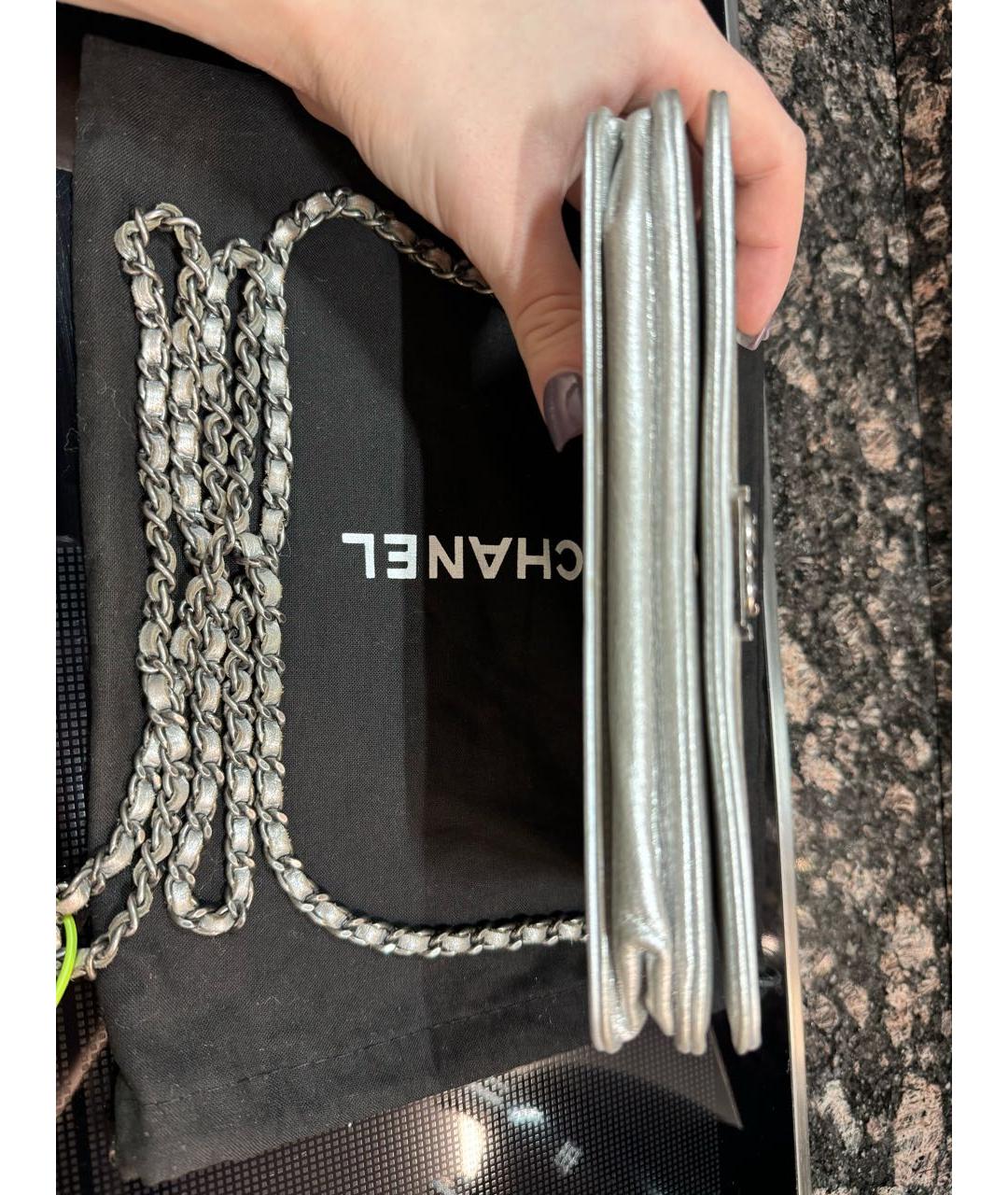 CHANEL PRE-OWNED Серебряная сумка через плечо из экзотической кожи, фото 8