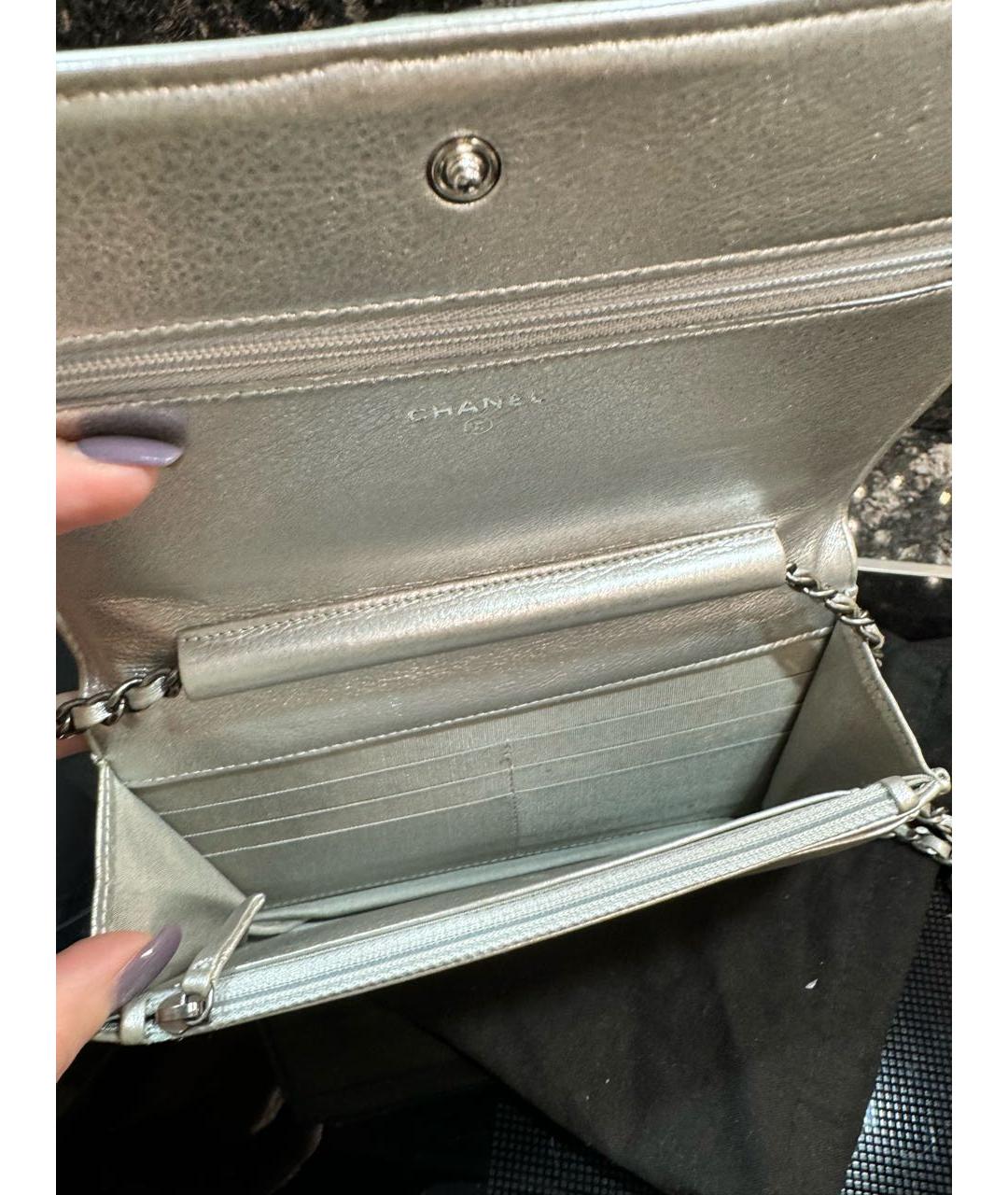 CHANEL PRE-OWNED Серебряная сумка через плечо из экзотической кожи, фото 4