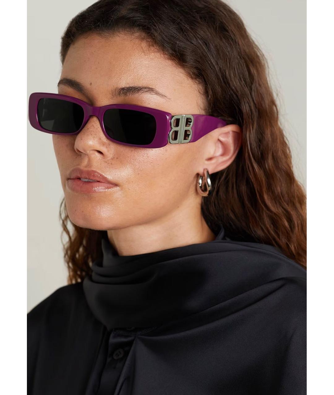 BALENCIAGA Фиолетовые пластиковые солнцезащитные очки, фото 5
