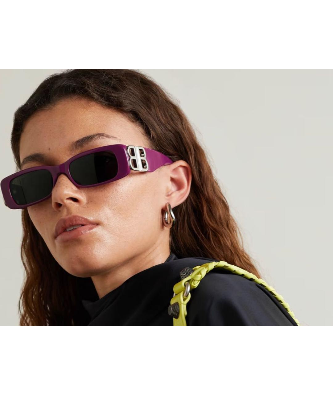 BALENCIAGA Фиолетовые пластиковые солнцезащитные очки, фото 4