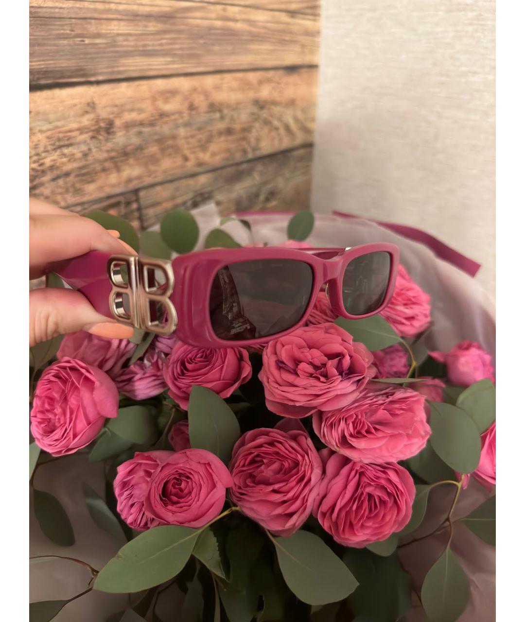 BALENCIAGA Фиолетовые пластиковые солнцезащитные очки, фото 7