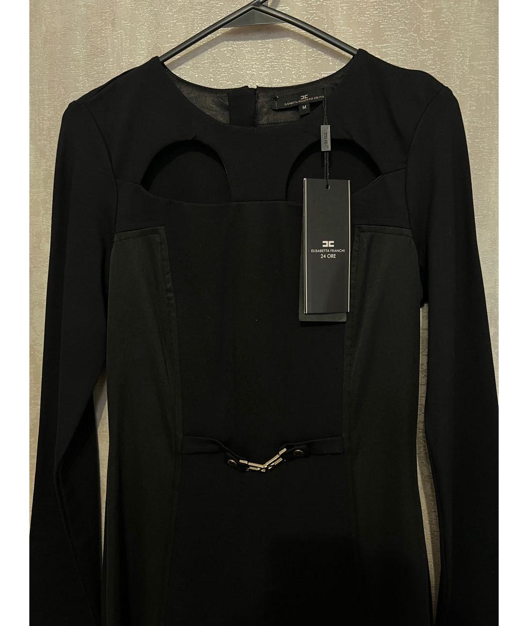 ELISABETTA FRANCHI Черное вискозное коктейльное платье, фото 5