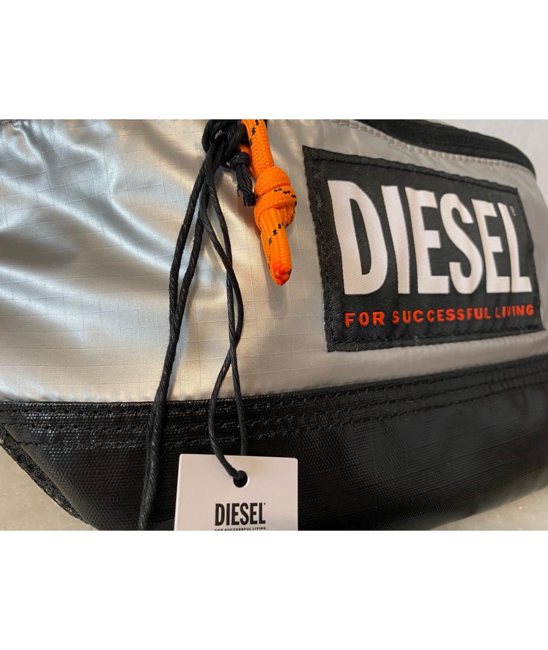 DIESEL Серебряная тканевая поясная сумка, фото 5