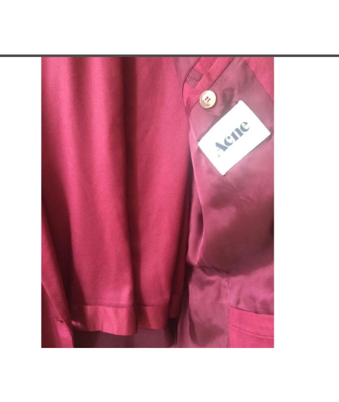 ACNE STUDIOS Бордовый шерстяной костюм с брюками, фото 5