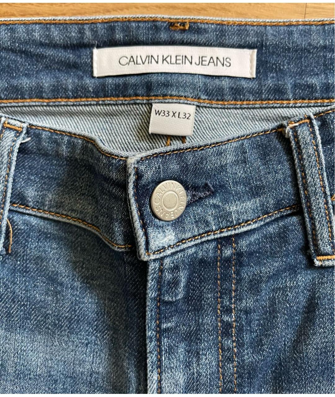 CALVIN KLEIN JEANS Голубые хлопковые джинсы скинни, фото 3