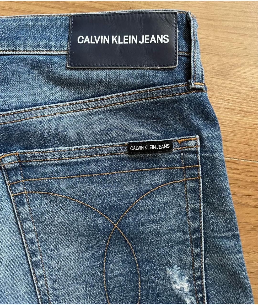 CALVIN KLEIN JEANS Голубые хлопковые джинсы скинни, фото 6