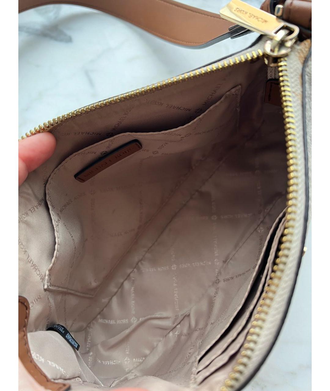 MICHAEL KORS Белая сумка через плечо из искусственной кожи, фото 6