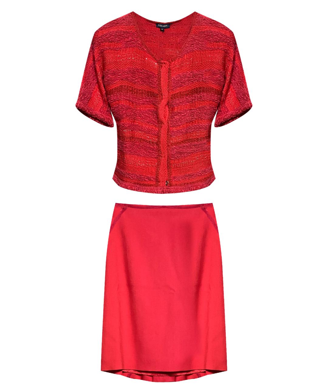 ESCADA Красный вискозный костюм с юбками, фото 1