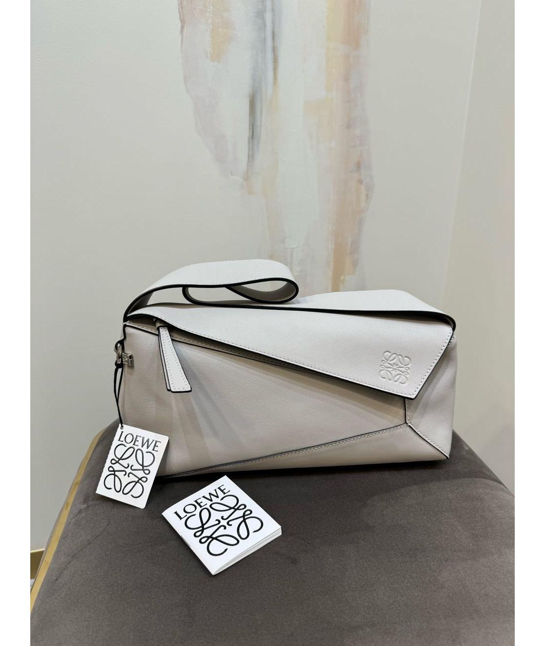 LOEWE Бежевая кожаная сумка через плечо, фото 2