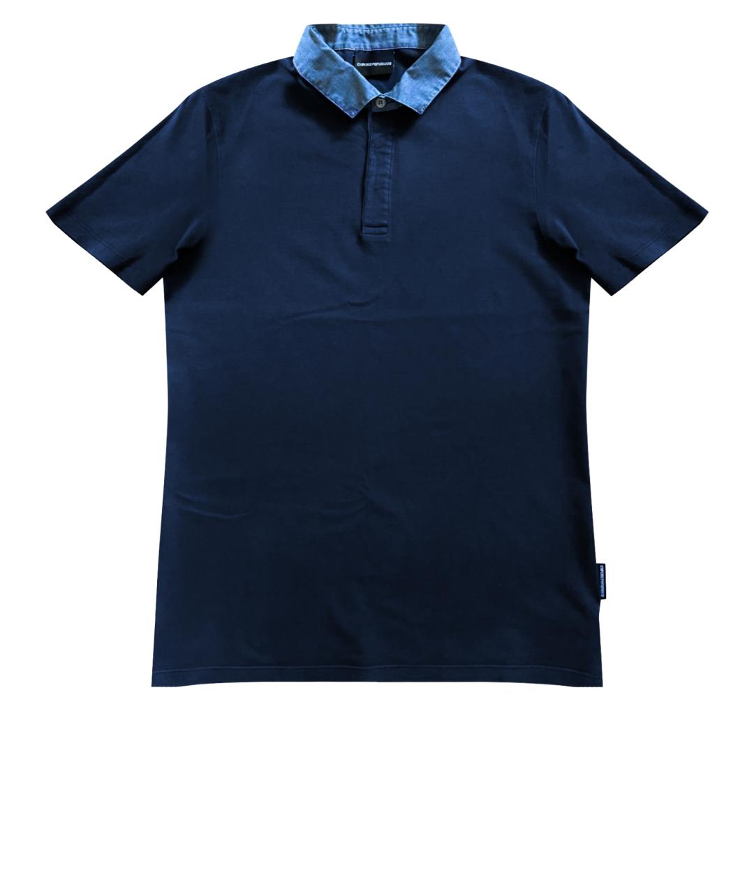 EMPORIO ARMANI Темно-синяя хлопковая футболка, фото 1