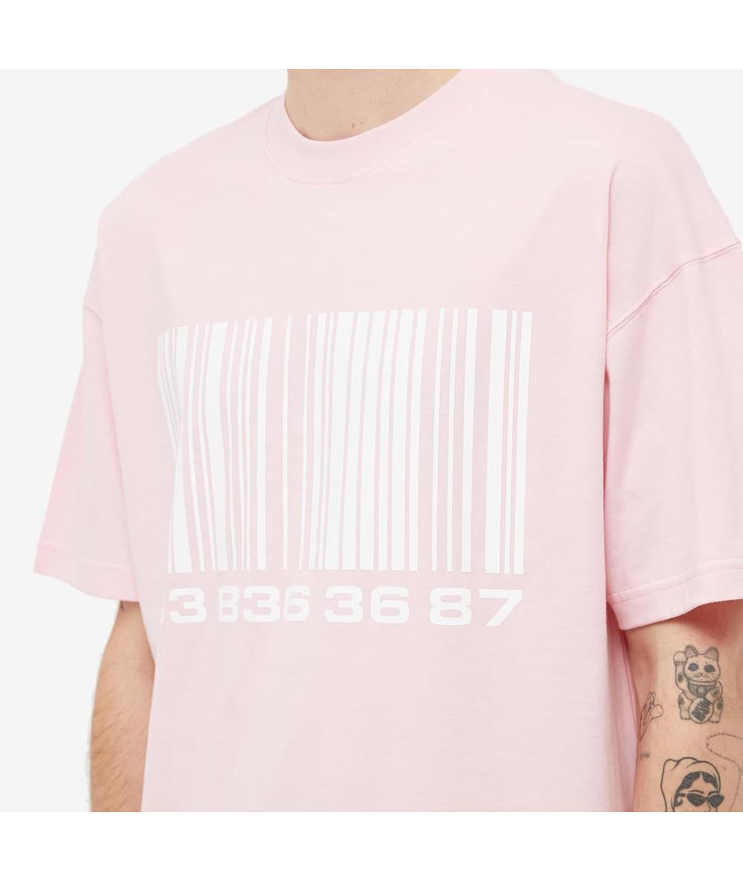 VETEMENTS Розовая хлопковая футболка, фото 9