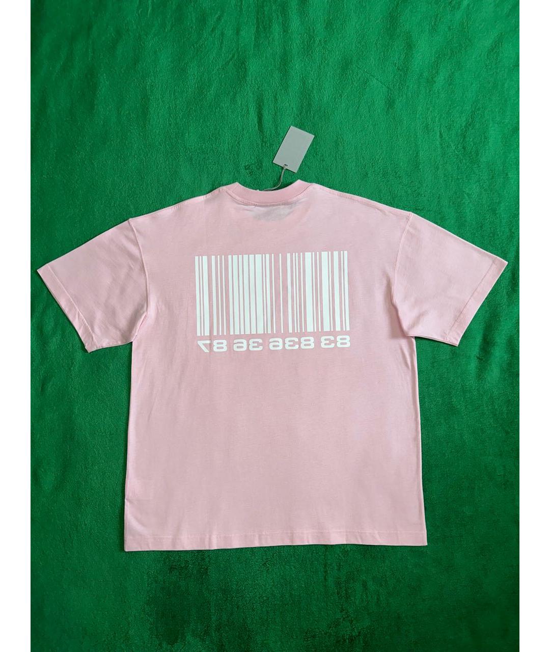 VETEMENTS Розовая хлопковая футболка, фото 3