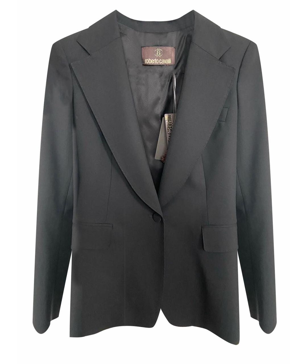 ROBERTO CAVALLI Черный шерстяной жакет/пиджак, фото 1