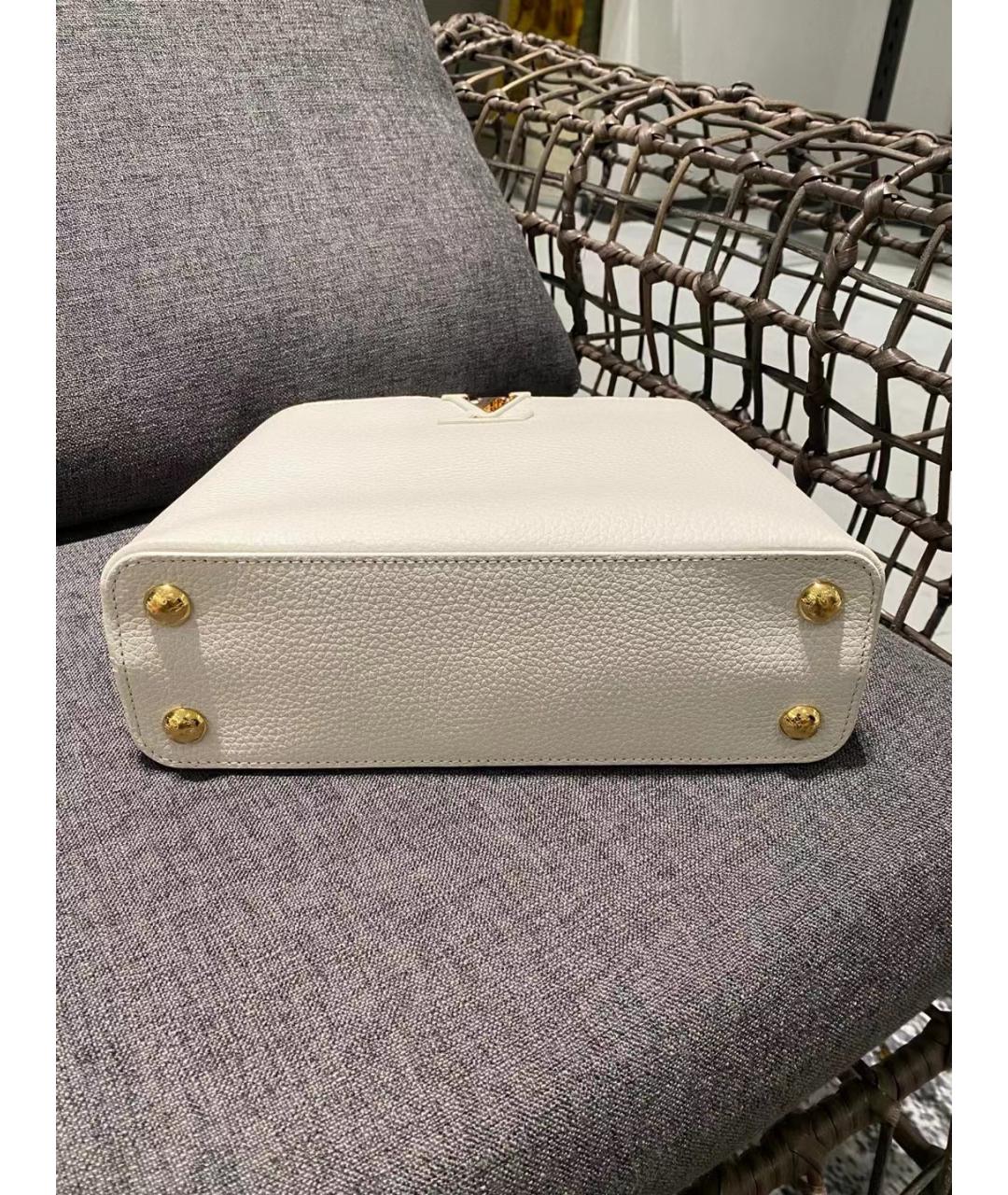 LOUIS VUITTON Белая кожаная сумка с короткими ручками, фото 8