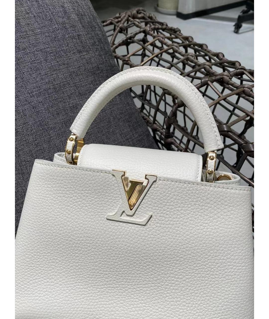 LOUIS VUITTON Белая кожаная сумка с короткими ручками, фото 4