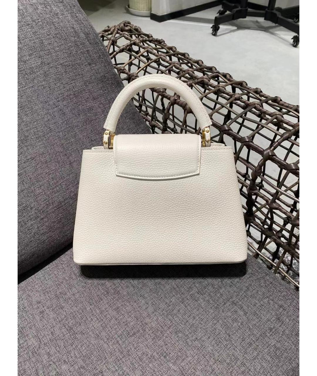 LOUIS VUITTON Белая кожаная сумка с короткими ручками, фото 3