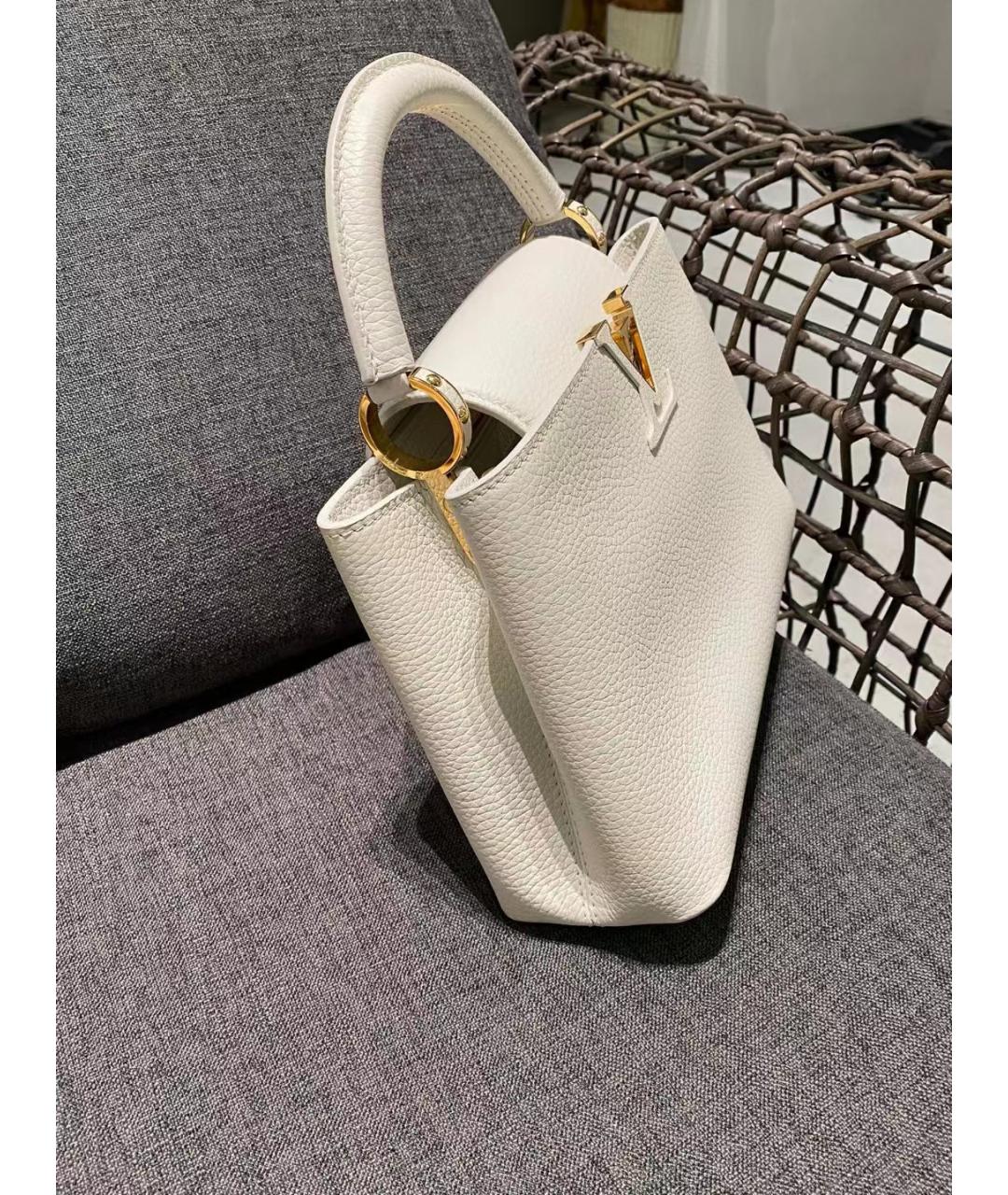 LOUIS VUITTON Белая кожаная сумка с короткими ручками, фото 9