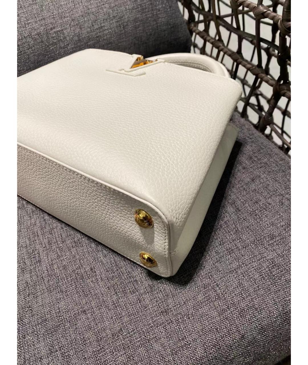 LOUIS VUITTON Белая кожаная сумка с короткими ручками, фото 7