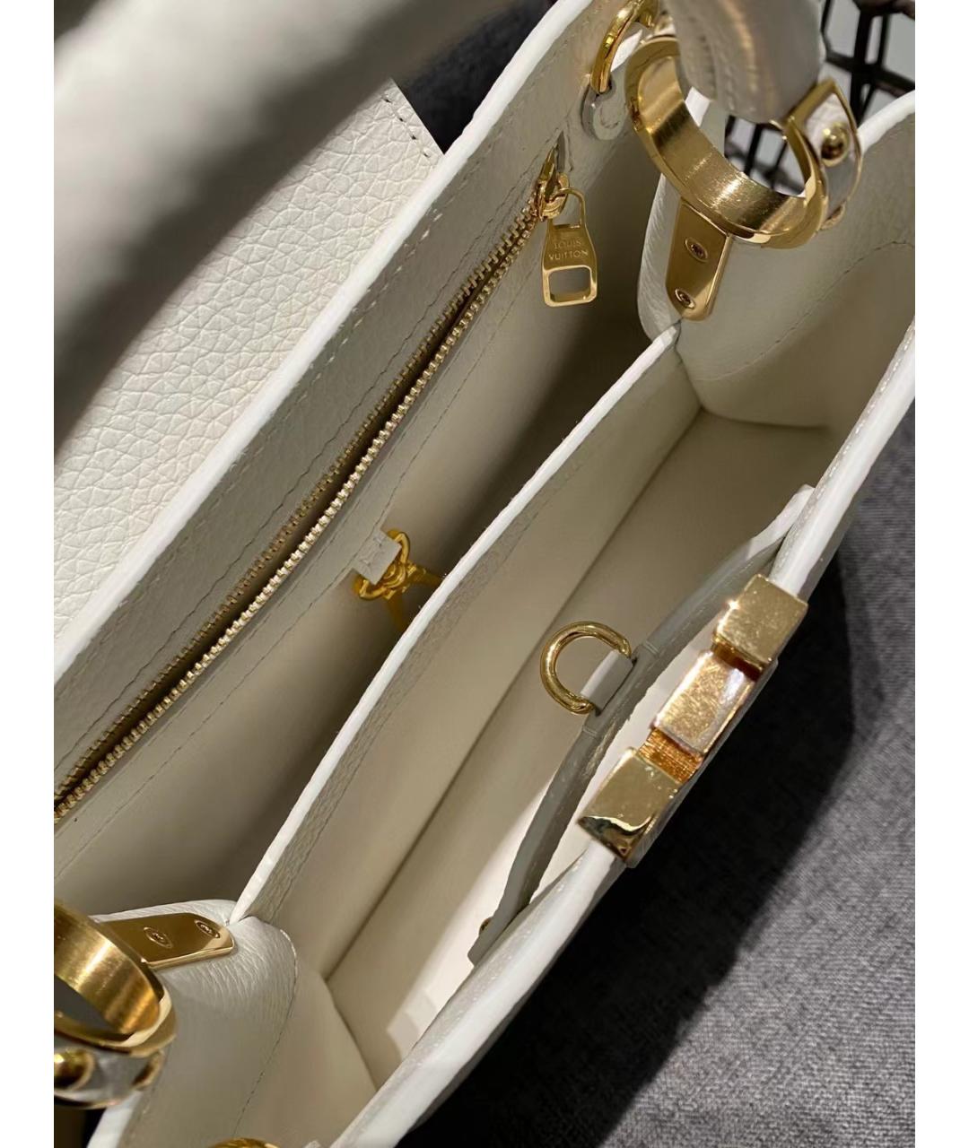 LOUIS VUITTON Белая кожаная сумка с короткими ручками, фото 2