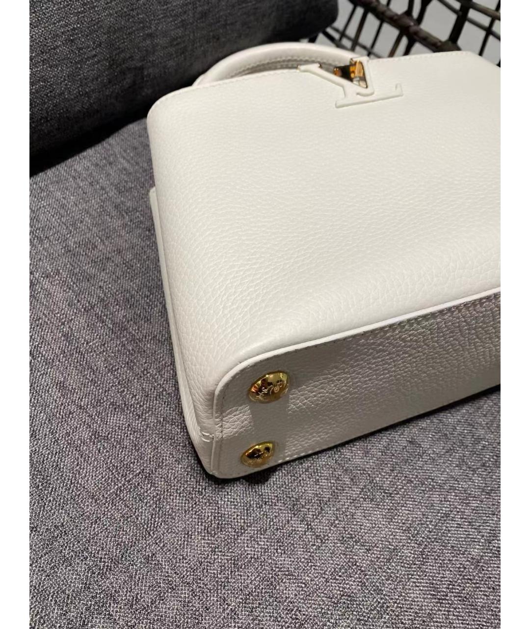 LOUIS VUITTON Белая кожаная сумка с короткими ручками, фото 6