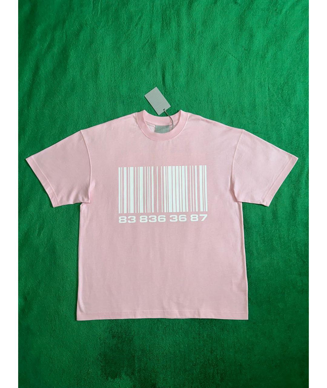 VETEMENTS Розовая хлопковая футболка, фото 2