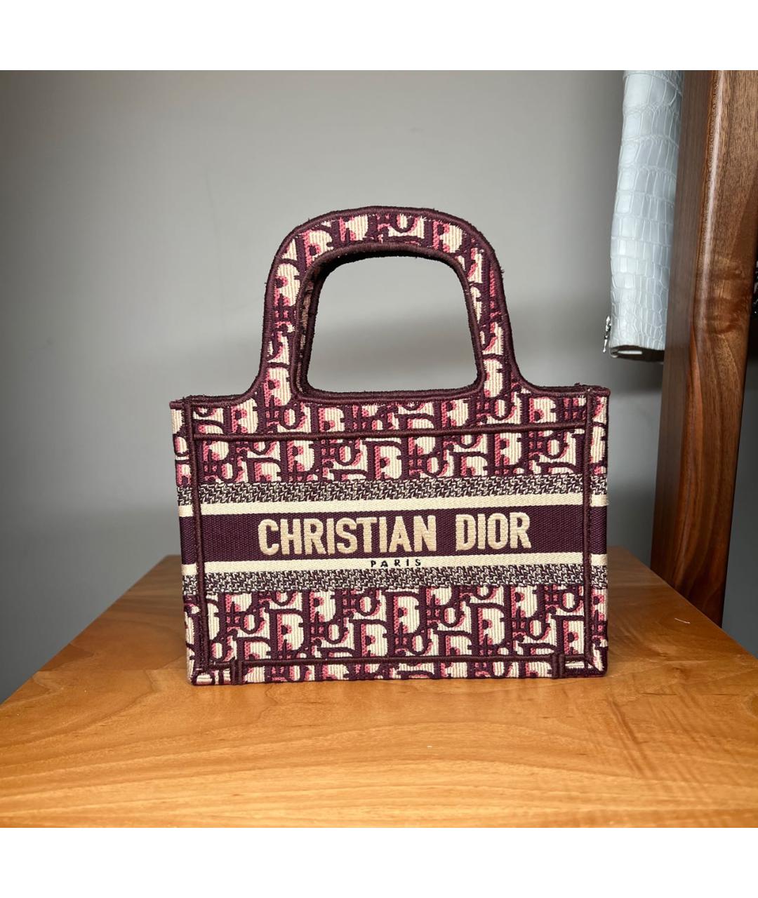 CHRISTIAN DIOR PRE-OWNED Бордовая тканевая сумка с короткими ручками, фото 5