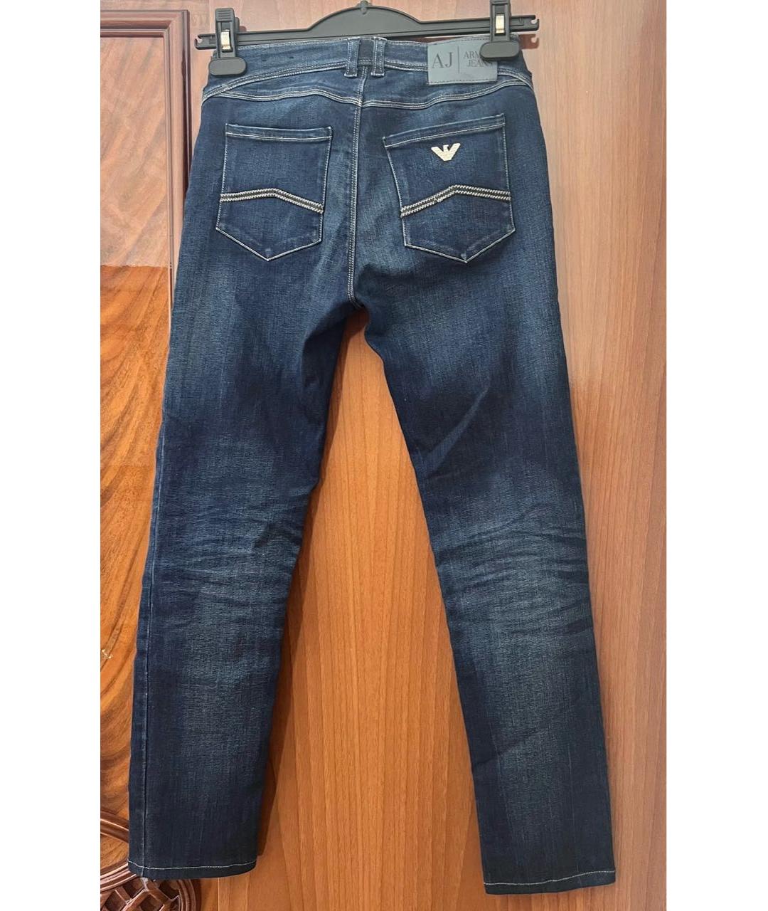 ARMANI JEANS Синие хлопковые прямые джинсы, фото 2