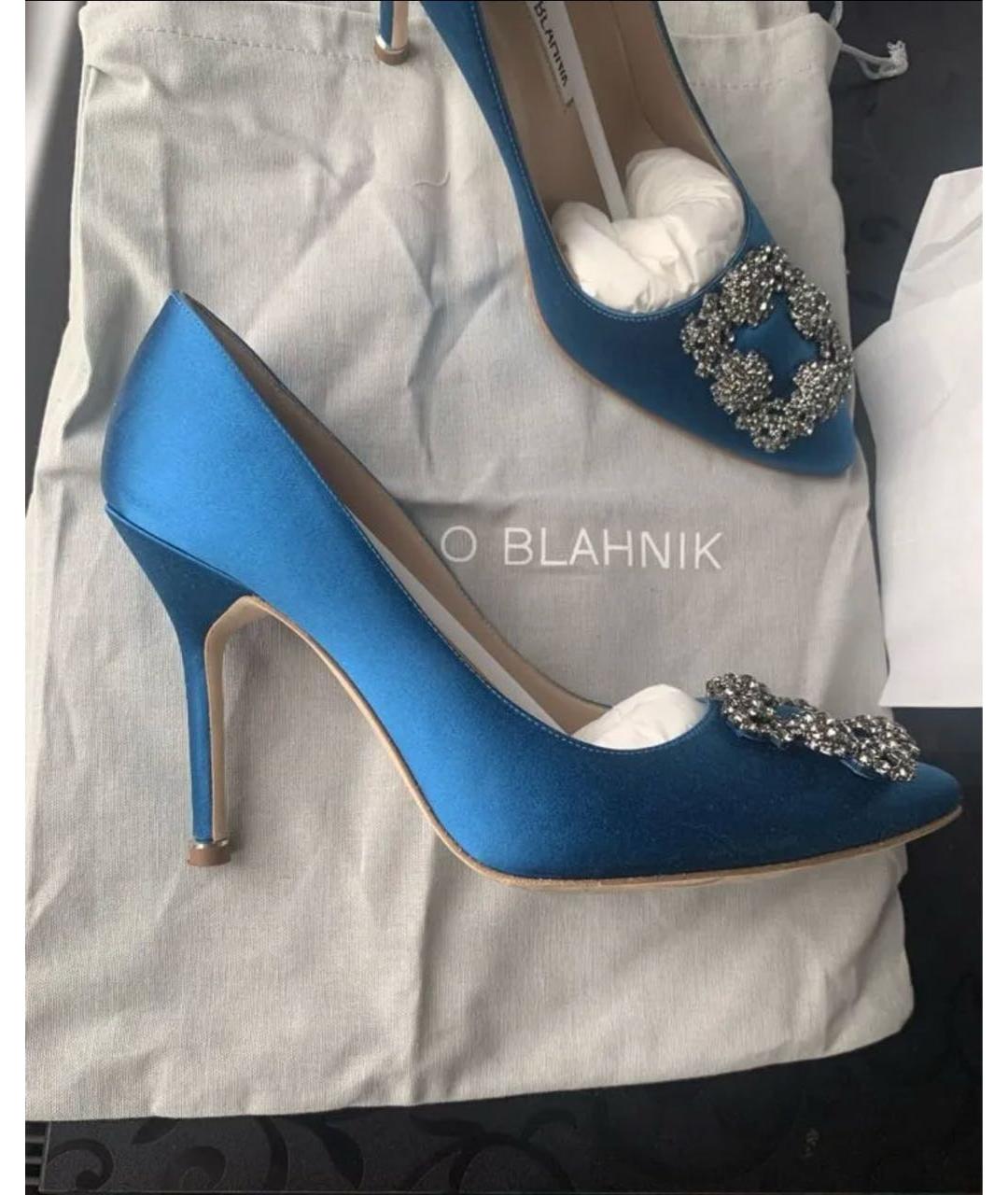 MANOLO BLAHNIK Синие текстильные туфли, фото 9