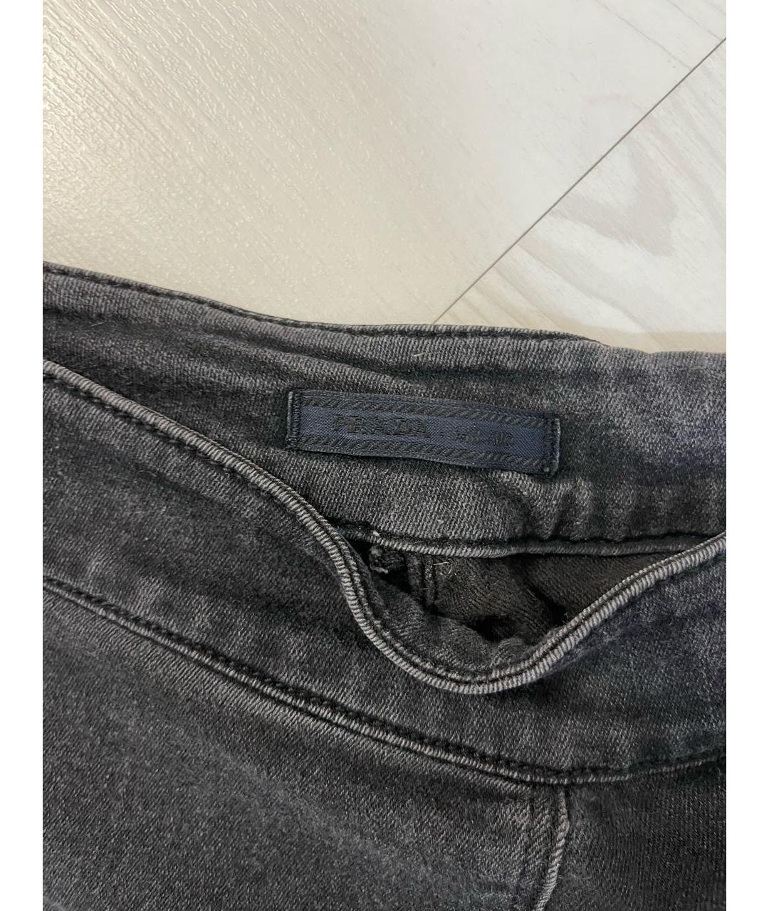 PRADA Черные хлопко-эластановые брюки узкие, фото 4
