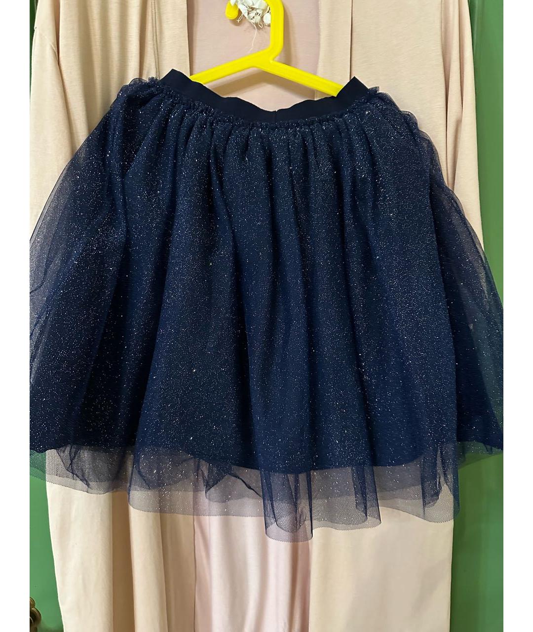 IL GUFO Темно-синяя хлопковая юбка, фото 5