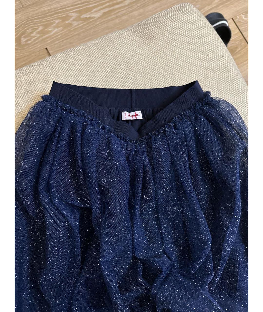 IL GUFO Темно-синяя хлопковая юбка, фото 3