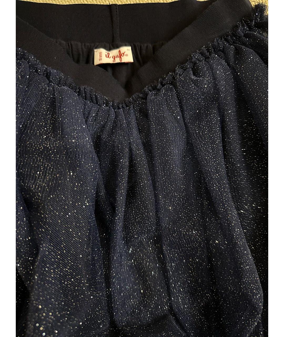 IL GUFO Темно-синяя хлопковая юбка, фото 4