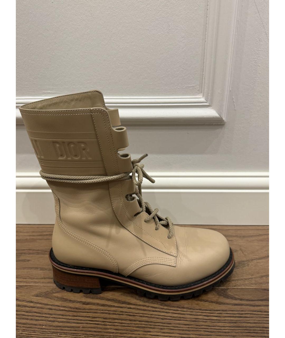 CHRISTIAN DIOR Бежевые кожаные полусапоги, фото 5