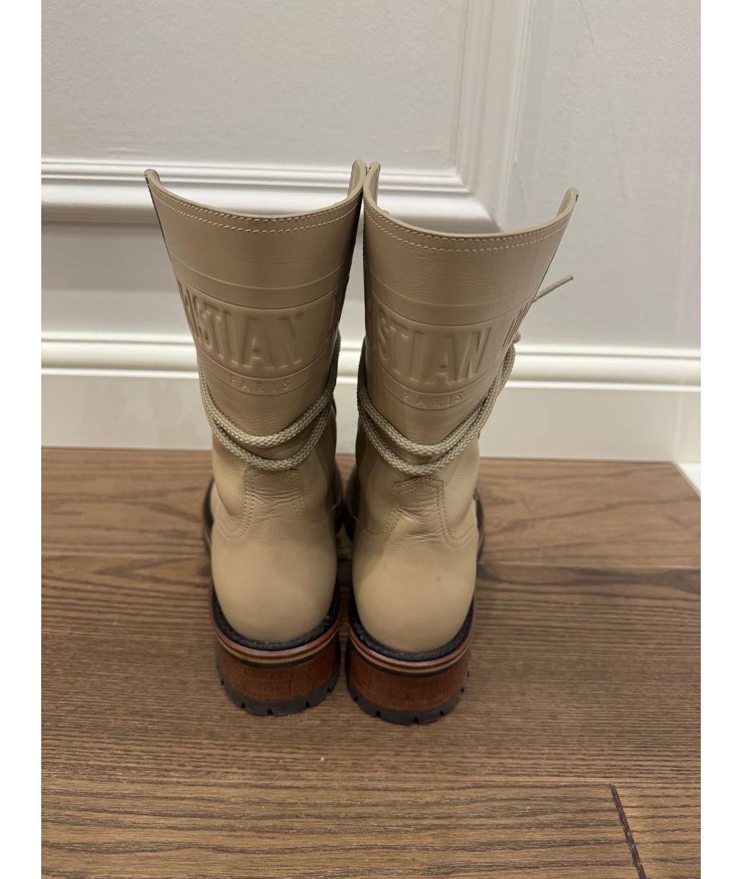 CHRISTIAN DIOR Бежевые кожаные полусапоги, фото 4