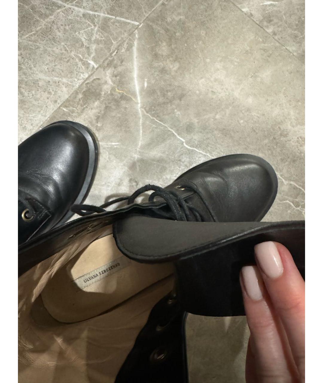 ULYANA SERGEENKO Черные кожаные ботинки, фото 4
