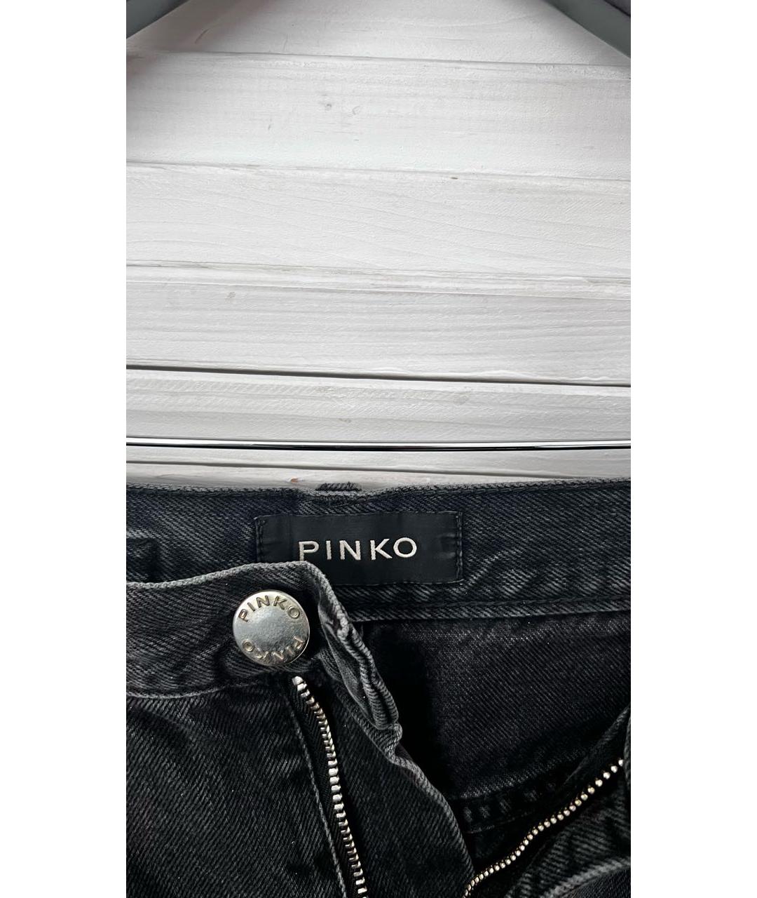 PINKO Антрацитовые хлопковые прямые джинсы, фото 3