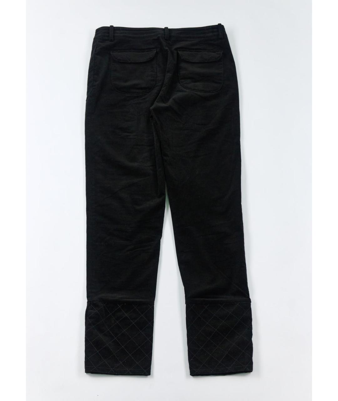 CHANEL PRE-OWNED Черные хлопковые прямые брюки, фото 2
