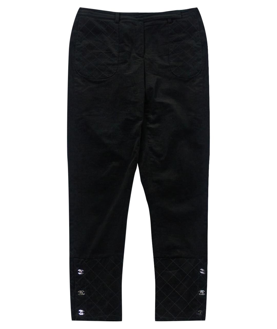 CHANEL PRE-OWNED Черные хлопковые прямые брюки, фото 1