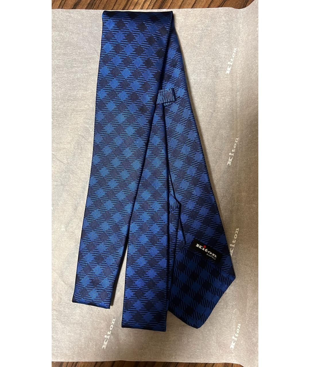 KITON Синий шелковый галстук, фото 2