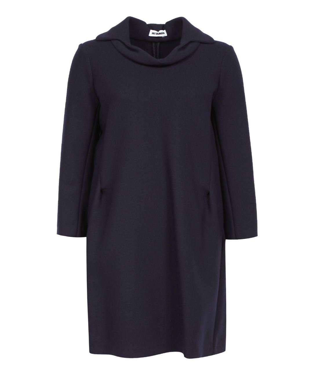 JIL SANDER Темно-синее хлопко-эластановое повседневное платье, фото 1