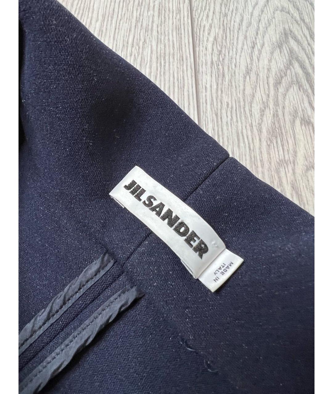 JIL SANDER Темно-синее хлопко-эластановое повседневное платье, фото 5
