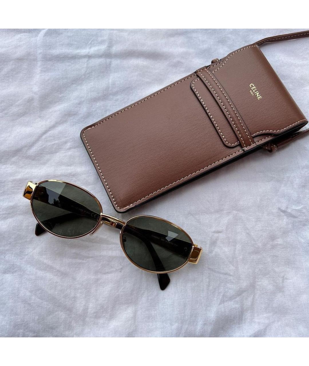 CELINE Золотые металлические солнцезащитные очки, фото 6