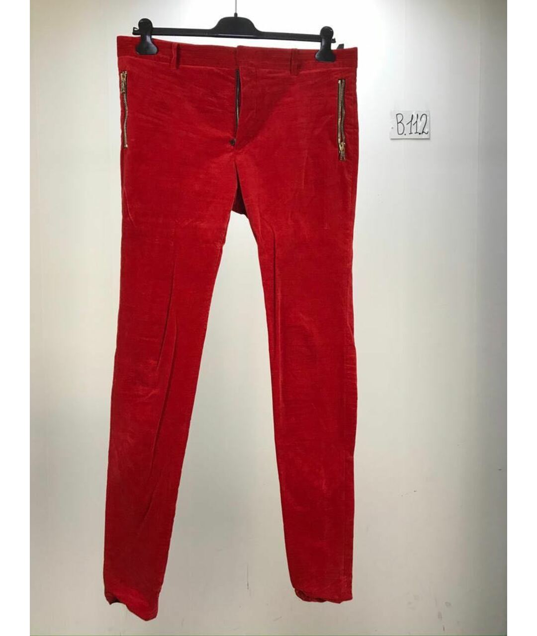 BALMAIN Красные бархатные брюки чинос, фото 5