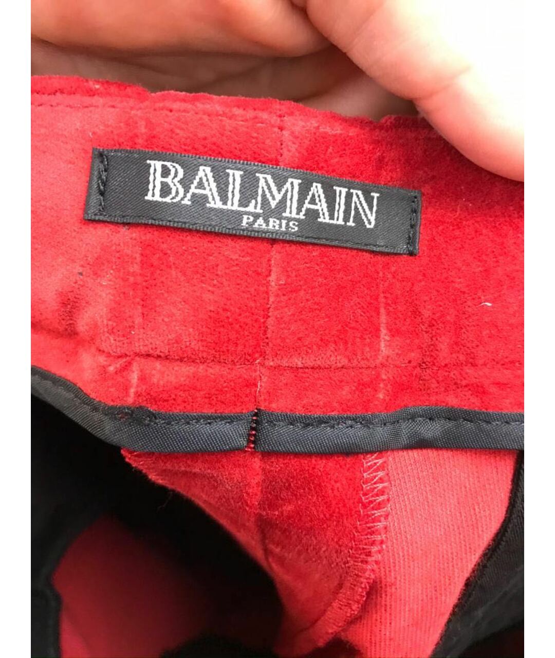 BALMAIN Красные бархатные брюки чинос, фото 3