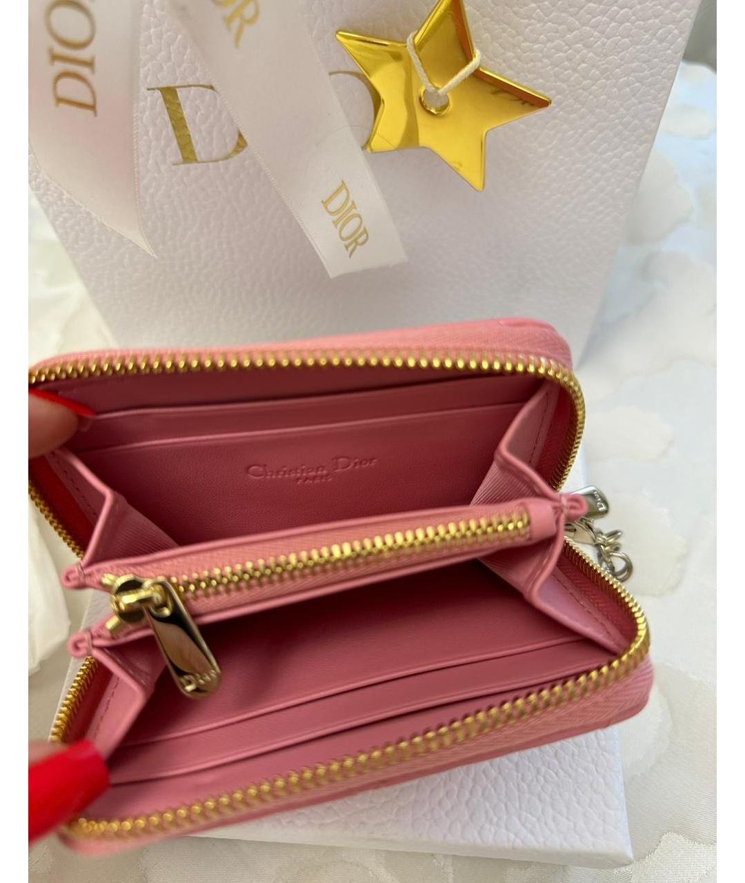 CHRISTIAN DIOR Розовый кожаный кошелек, фото 4