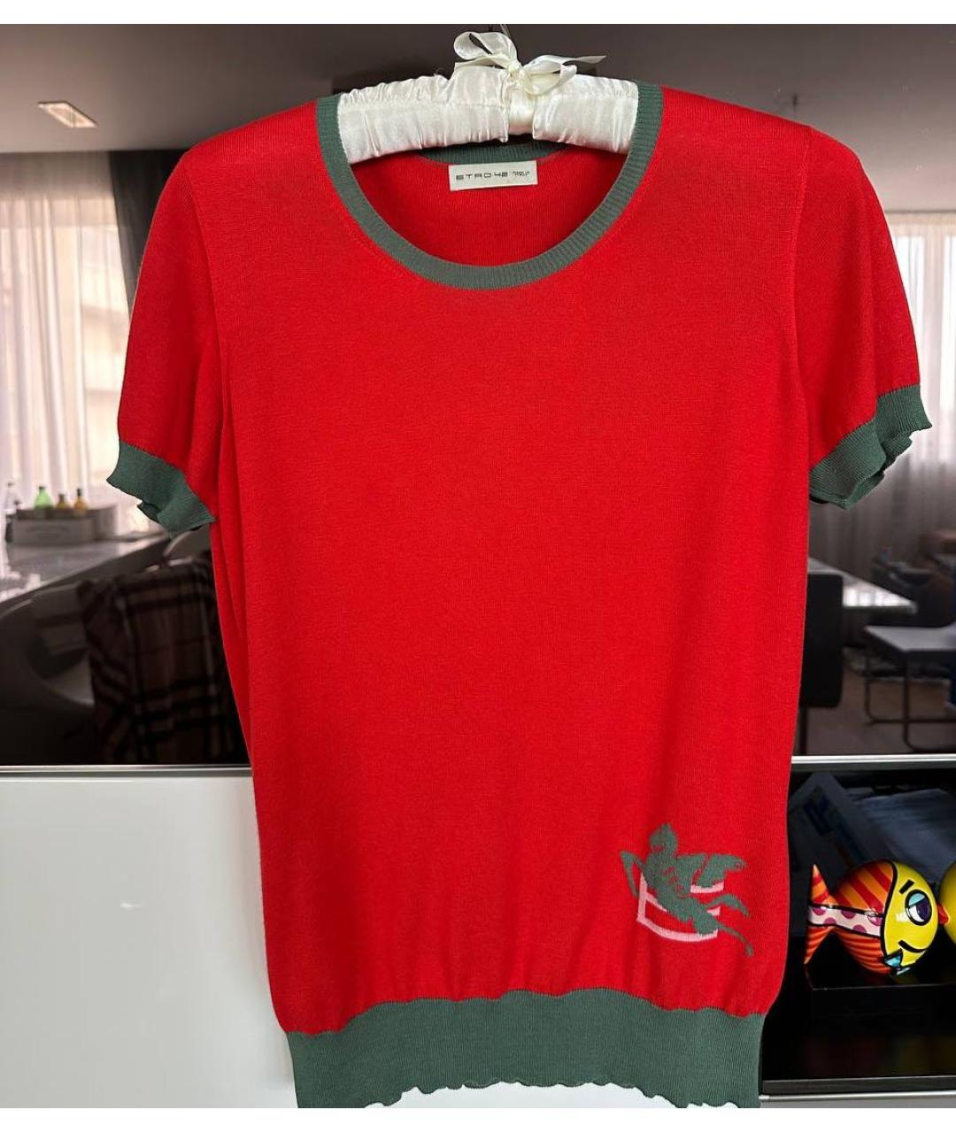 ETRO Красная шелковая футболка, фото 5
