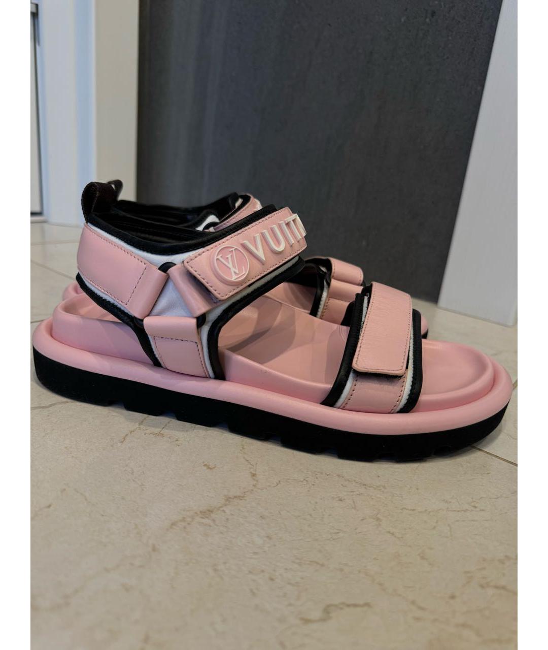 LOUIS VUITTON PRE-OWNED Розовые кожаные сандалии, фото 8